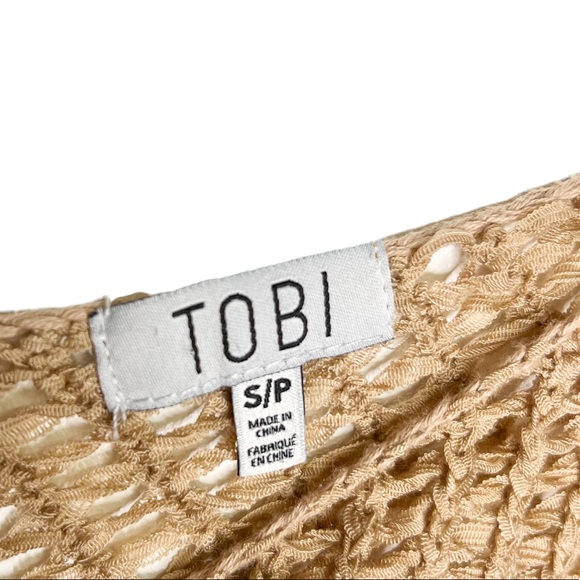 Toni Vintage Beige Crochet Knot Off The Shoulder Sweater Size Small - Picture 2 of 5